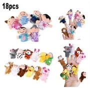 PIXNOR 18pcs Educational Toys Finger Puppets Story Time Finger Puppets 12 Animals & 6 People Family Members Play House Accessories