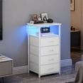 thumbnail image 7 of Tomnk Set of 2 Nightstands with Charging Station, White End Table with 4 Drawers, USB Ports, 7 of 7