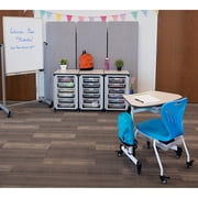 Modular Classroom Storage Cabinet - 3 side-by-side modules with 18 small bins
