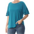 thumbnail image 1 of INC Blusa de manga con volantes para mujer, verde, grande I-N-C Pull-over, 1 of 1