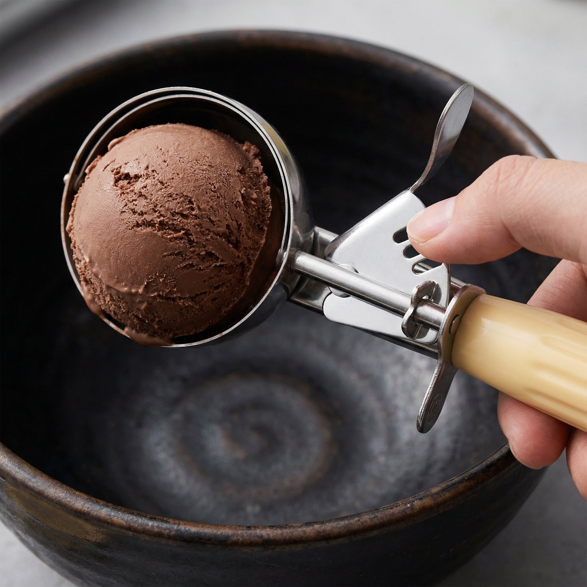 Unique Bargains Stainless Steel Ice Cream Scoop Beige 8.8in
