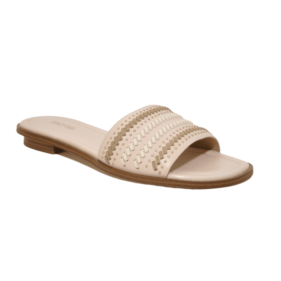 Michael Kors Deanna Whipstitch Leather Slide Open Toe Sandal