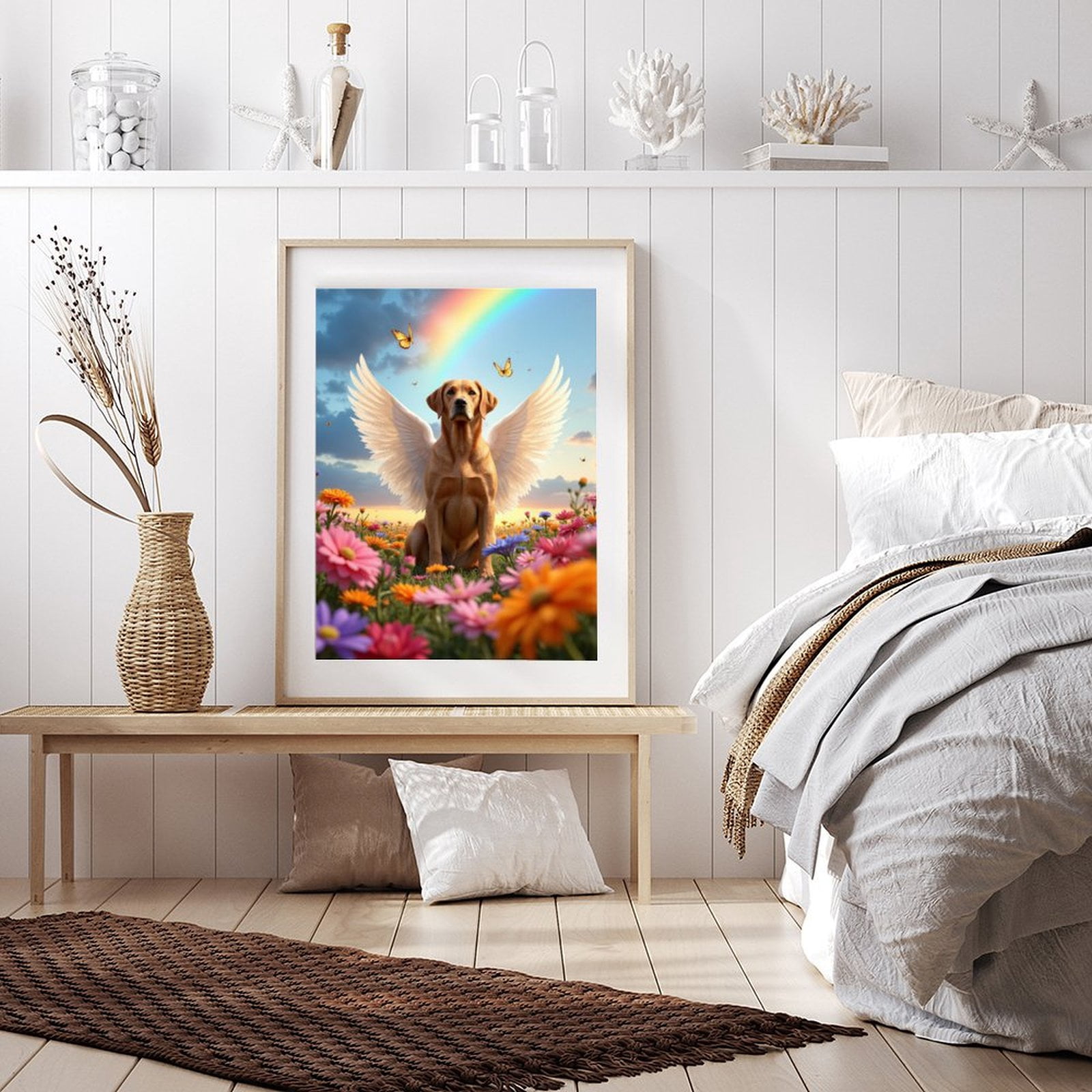 Diamond Art Kit for Adults, Dog With Wings Rainbow Butterflies Diamond Painting for Adults Beginners, DIY Diamond Art Painting Kits, 5D Diamond Painting Crafts for Home Decor 12x16 Frameless