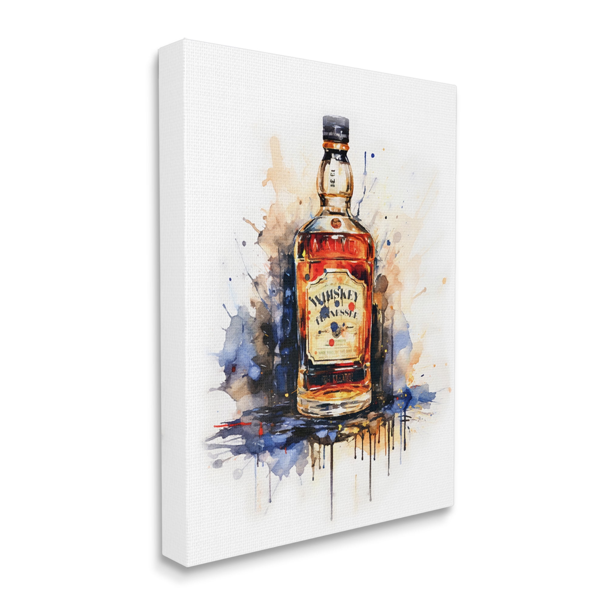 Stupell Industries Whiskey Modern Splash Food & Beverage Painting Gallery Wrapped Canvas Print Wall Art, 36 x 48