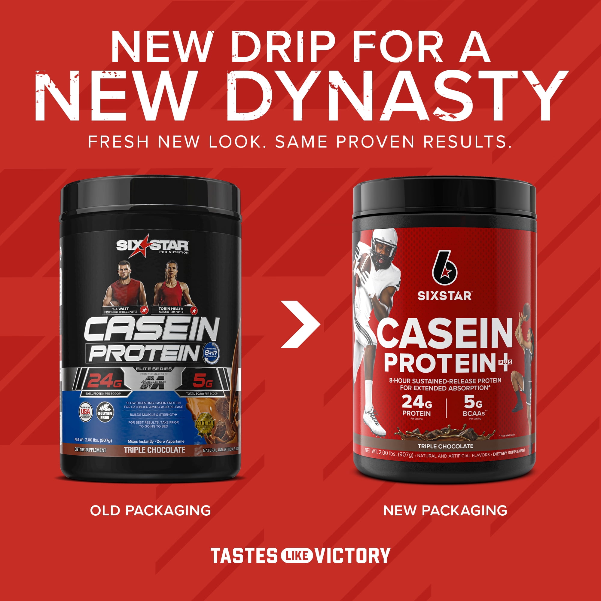 Six Star Casein Gluten Free Chocolate Protein Powder, 26 Servings