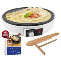 12" Electric Crepe Maker by StarBlue with FREE Recipes e-book and Wooden Spatula - Nonstick and Portable Pan, Compact, Easy Clean with On/off button AC 120V 50/60Hz 1000W