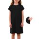 thumbnail image 2 of Vestido de Primavera de Niña Vestidos Sueltos Casuales con Bolsillos para 5-14 Años Vestido de Verano de Manga Corta Estirable Suave Y Cómodo para las Vacaciones Escolares, 2 of 9