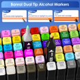 thumbnail image 2 of Juego de rotuladores de alcohol Banral, 60 colores, doble punta, con funda y soportes, 2 of 8