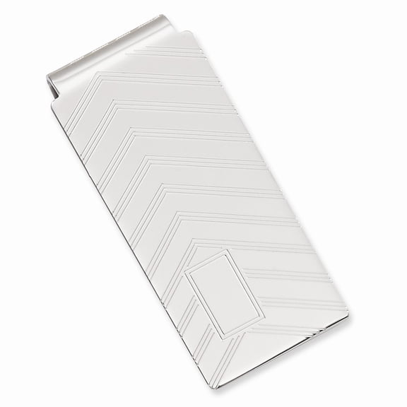 Rhodium-plated Kelly Waters Angles Engraveable Hinged Money Clip; for Adults and Teens; for Women and Men