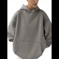 thumbnail image 3 of Sudadera Holgada de Larga con Capucha para Mujer, Estilo Informal, para Otoño e Invierno. Gris L, 3 of 7