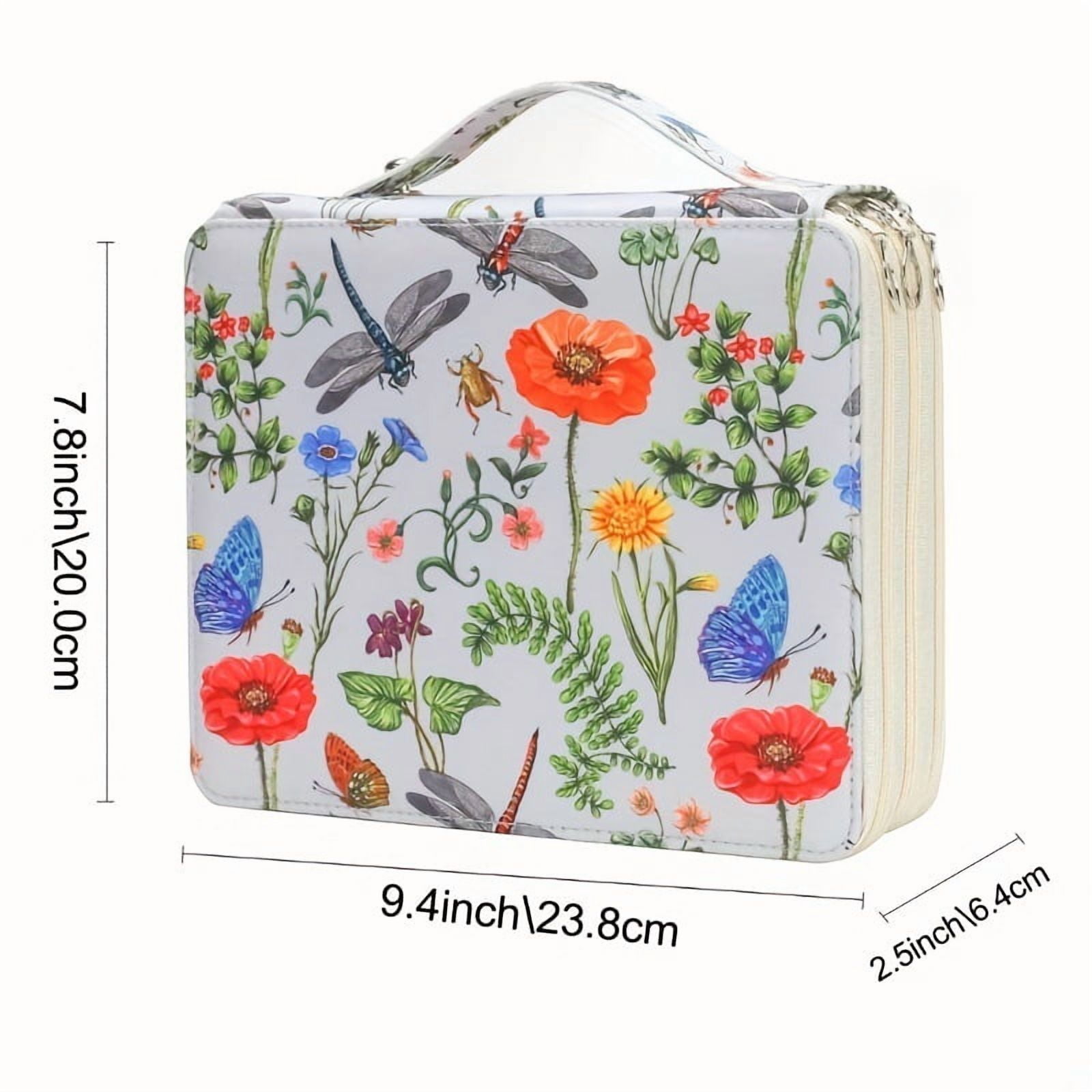 124 Slots Large Capacity Colored Pencil Case Holder, 3-Layer Oxford Fabric Art Organizer with Smooth Zipper, Portable Stationery Bag for Artist Watercolor Pens & Markers, Slate Grey