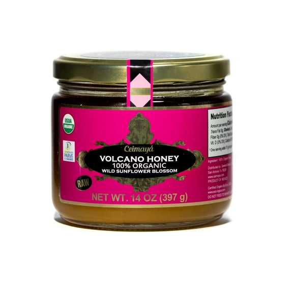 CEIMAYÁ | Volcano Honey, wild sunflower blossom, pure raw honey, 100% Organic & Kosher | 14 oz