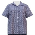 thumbnail image 1 of A Personal Touch Women's Plus Size Short Sleeve Button Front Cotton Camp Shirt - Blue Ditsy - 1X, 1 of 2