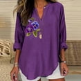 thumbnail image 2 of Ruyang Womens 2024 Summer Tops Boho Floral Print V Neck Long Sleeve Casual Loose Shirts Tops Dressy Fashion Blouses Shirts, 2 of 4