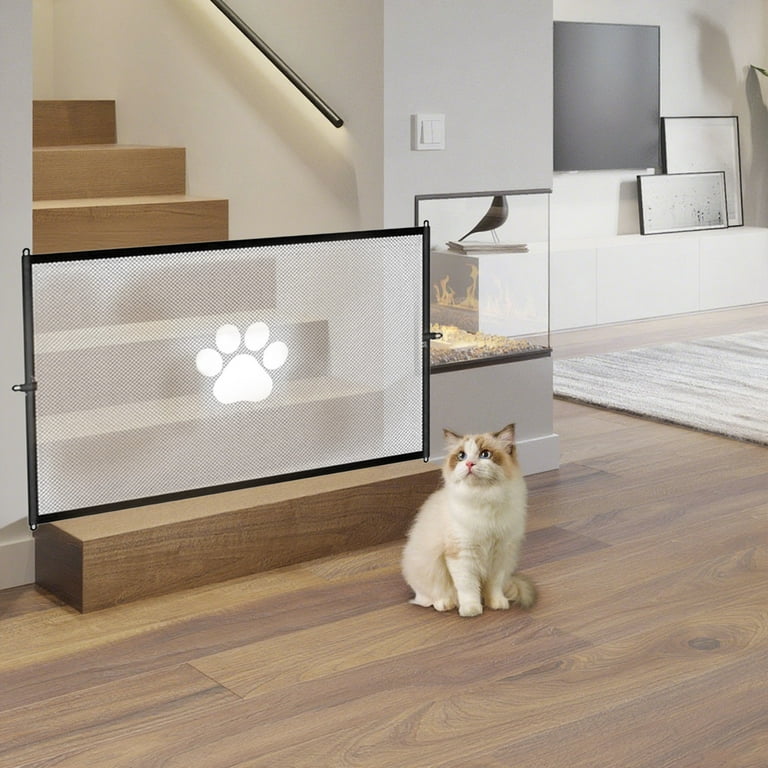 Yannianjz under $5 Retractable Pet Gate with Cat Door Mesh Gate