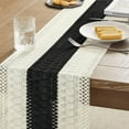 thumbnail image 4 of Boho Style Bicolor Stitching Table Runner, Boho Table Runners, Farmhouse Woven Home Decor, 4 of 14