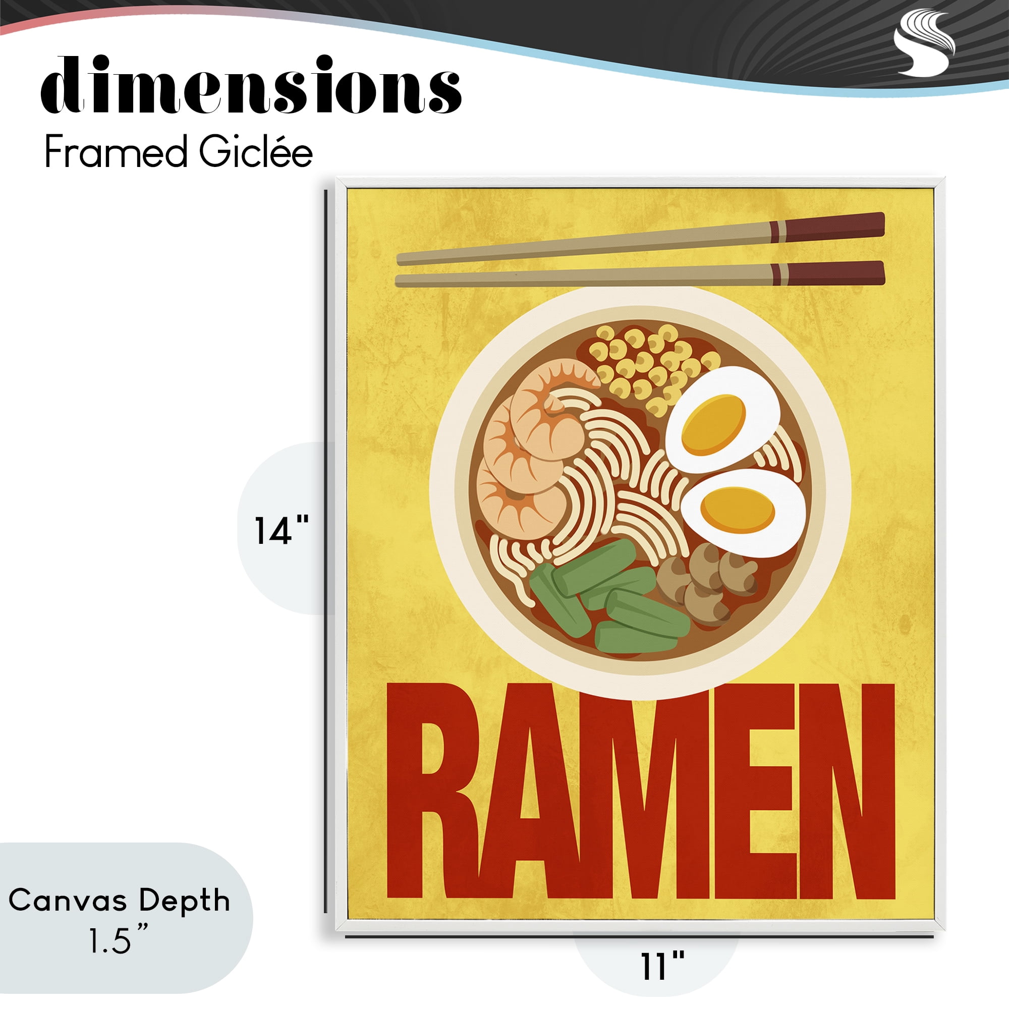 Stupell Industries Bright Ramen & Chopsticks White Framed Giclee Art, design by Marcus Prime
