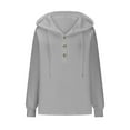 thumbnail image 5 of gakvbuo Long Sleeve Tunic Tops for Women Women'S Solid Color Block Clip Cotton Hooded Button Long Sleeve Hoodie Top, 5 of 9
