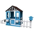 thumbnail image 4 of Aukfa Kids Playhouse,Wooden Playhouse for Boys Girls,Picnic Bench, Mailbox, Fence & Flowerpot Holders for Backyard, Garden, Lawn,Blue, 4 of 8
