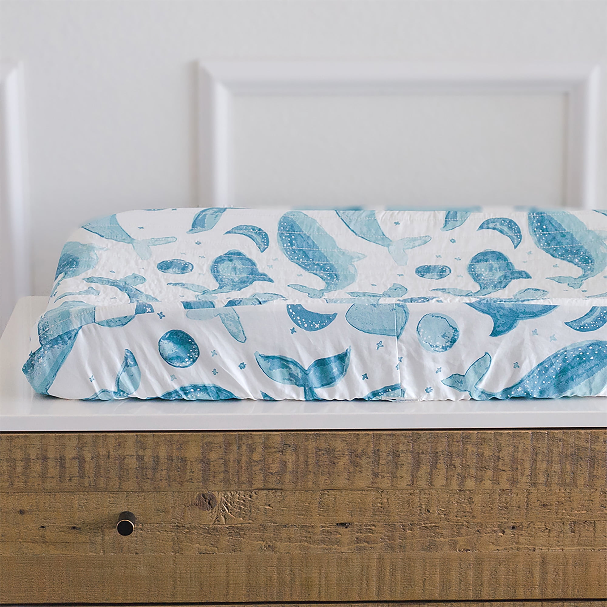 Caspian Quilted Change Pad Cover - Whale