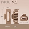 thumbnail image 6 of Square 12-Pack Nonslip Matte Hair Claw Clips for Women - Large & Medium Size Set (4.33” & 1.97”), Strong Hold for Thin, Thick & Curly Hair, Neutral Claw Clips for Updo, Bun & Ponytail, 6 of 7
