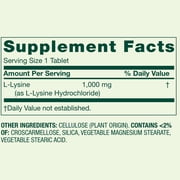 Spring Valley L-Lysine Amino Acid Supplements, 1000 mg, 100 Count