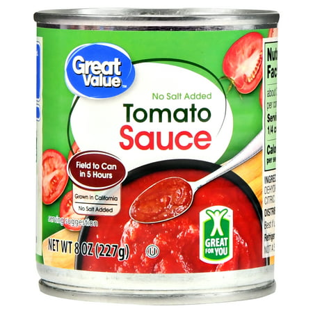 (3 pack) Great Value Tomato Sauce, No Salt Added, 8