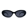 thumbnail image 3 of Womens Mod Classy Oval Thick Plastic Fashion Sunglasses All Black, 3 of 8