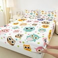 thumbnail image 3 of Castle Fairy Child Cute Owl 4 Pieces Queen Sheet Sets,Cartoon Animal Ultra Soft Flat Sheet,Polka Dots Queen Fitted Sheet,Super Cozy Room Decor, 3 of 7
