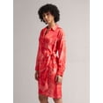 thumbnail image 2 of Zaccai Women's Coral Satin Abstract Wrap Dress, 2 of 5