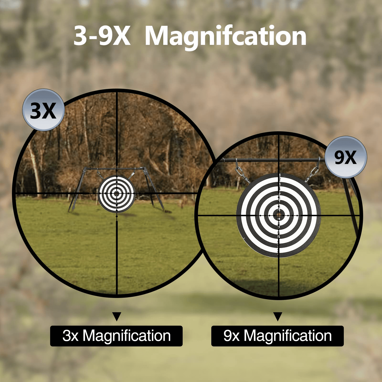 CVLIFE 3-9x40 Compact Scope Crosshair Reticle with Free Mounts