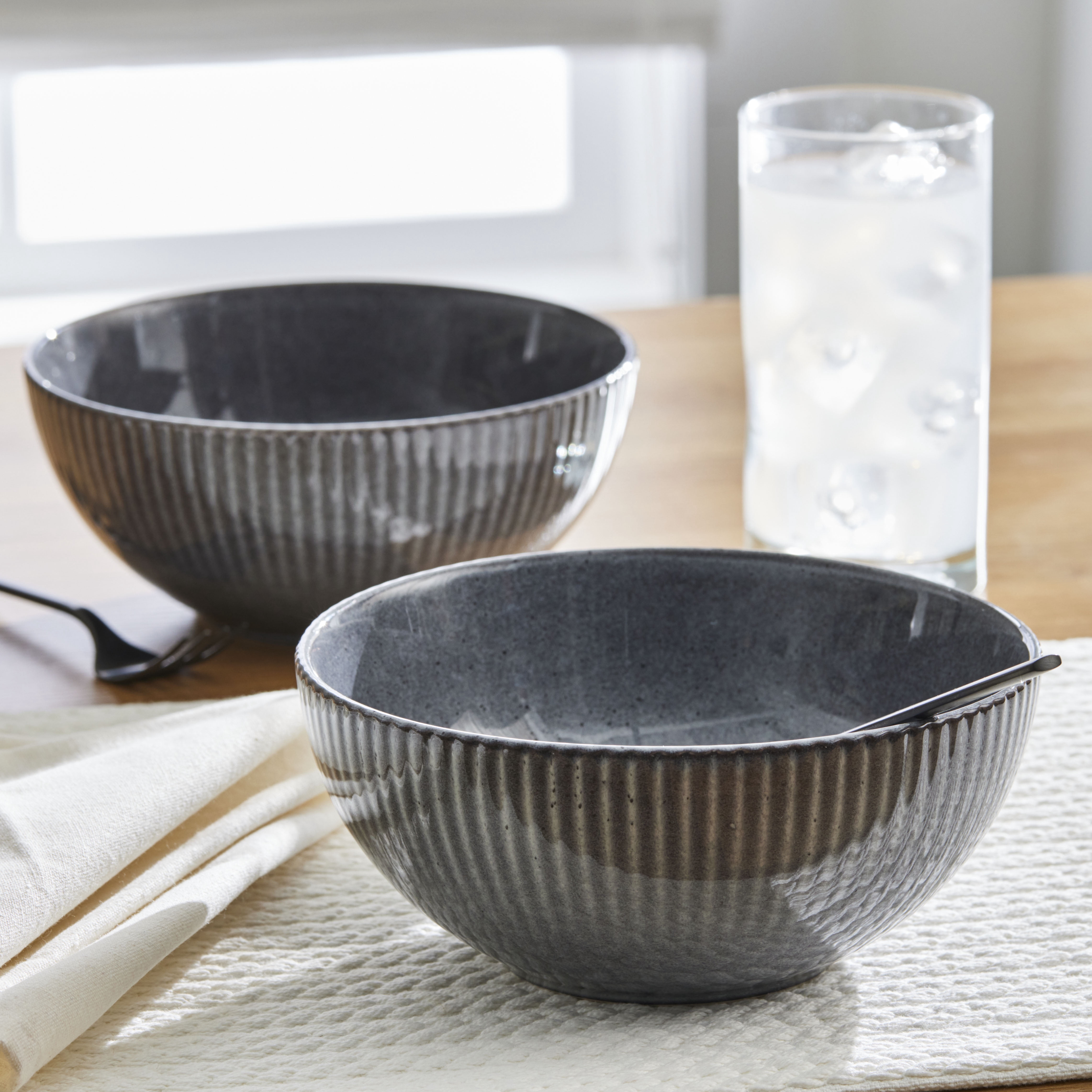 (2 pack) Better Homes & Gardens Sawyer Stoneware Cereal Bowl Grey