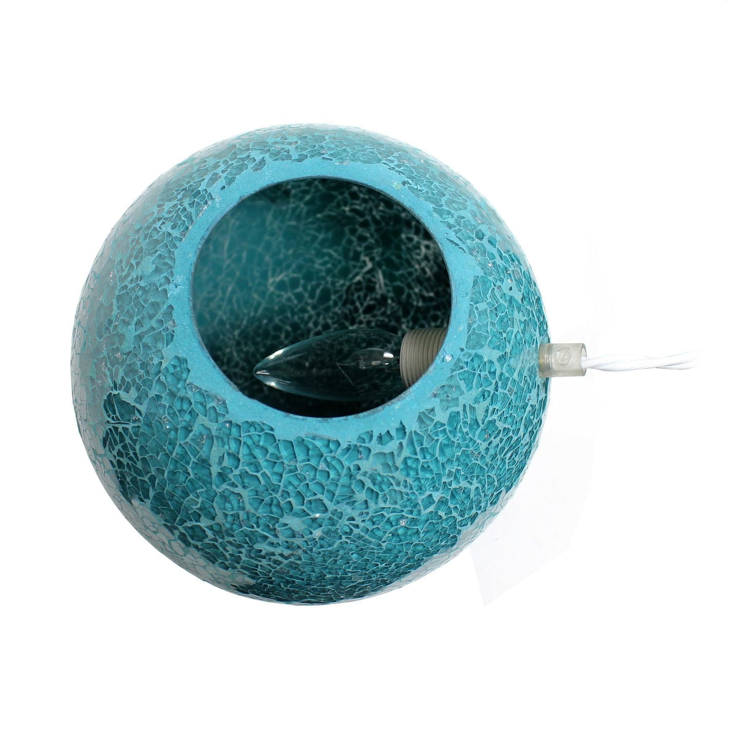 Lampe de table Simple Designs en forme de boule en pierre mosaïque à 1 lumière, turquoise