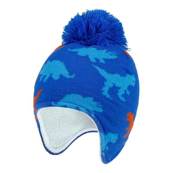 Fdelink Beanie Hat Winter Hats Children's Woolen Hat Dinosaur Pattern Boys and Girls Thermal Knitted Hat Cap Blue