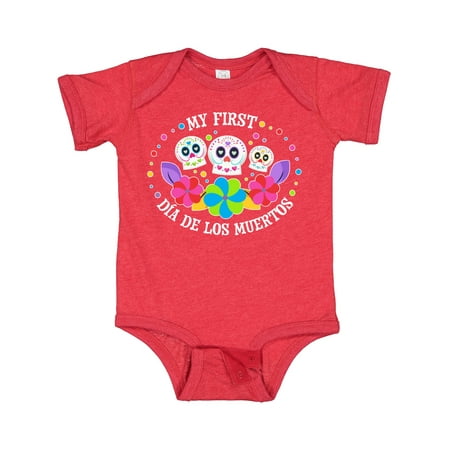

Inktastic My 1st Dia De Los Muertos with Sugar Skulls and Flowers Gift Baby Boy or Baby Girl Bodysuit