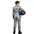 thumbnail image 2 of Raenseen Kids Boys Metallic Racing Jumpsuit Racing Suit Race Car Driver Moto Gear Jersey Set Silver 16, 2 of 6