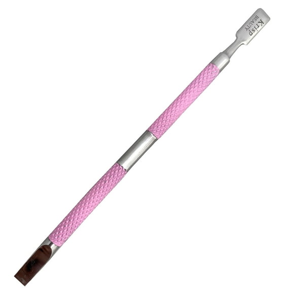 Nail Cuticle Pusher Sharp Edge Double Ended Remover Cleaner Stainless Steel Manicure Pedicure Tool (Pink) By Krisp Beauty