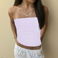 thumbnail image 2 of VBVC Women's Strapless Striped Tube Top,Womens Sleeveless Crop Tank,Women's Sexy Knitted Shirts Vests Y2K,*Purple,Size XXL, 2 of 8