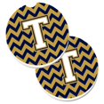 thumbnail image 1 of Juego de 2 Posavasos para Coche Caroline's Treasures T Chevron azul marino y dorado CJ1057-TCARC, 1 of 1