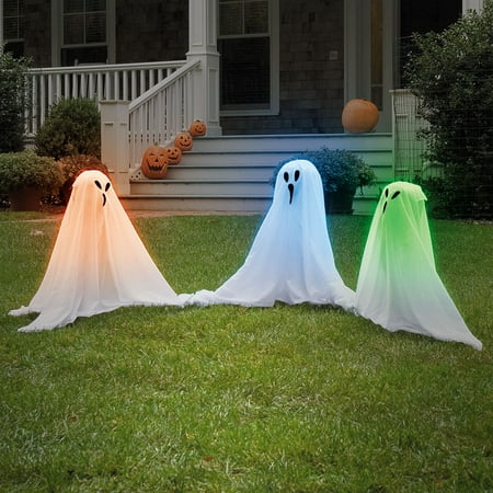 (Set/6) Light Up Color Changing Haunting Ghosts Spooky Halloween Yard Décor