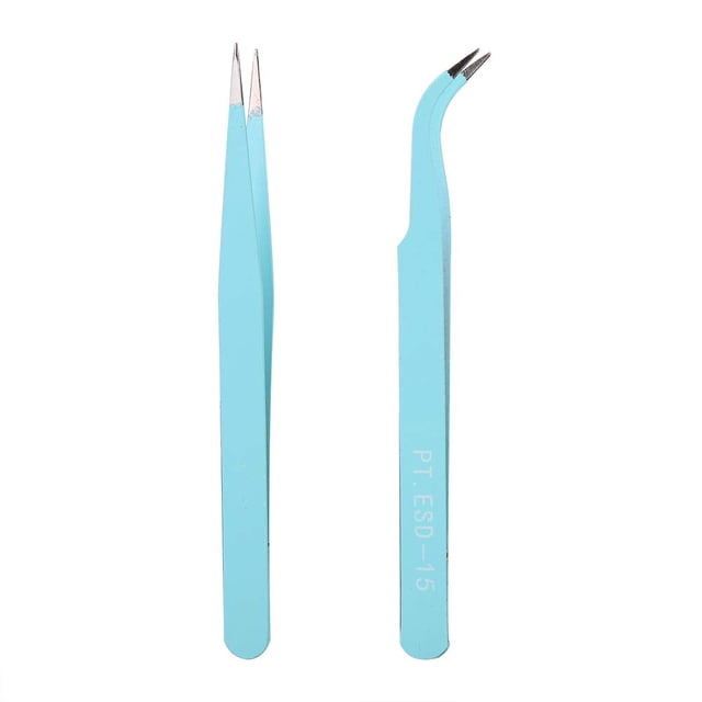 Pinzas Para Decoración De Uñas De Acero Inoxidable Con Cabeza Curvada Recta Antiestática, Operación Duradera Y De Precisión Para Manicura, Decoración, Diamantes De