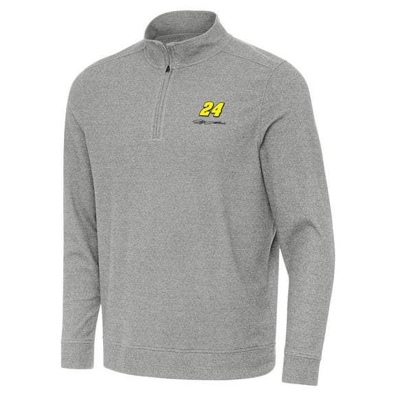 Men's-Antigua  Heather Gray Jeff Gordon Subtle Quarter-Zip Pullover Top