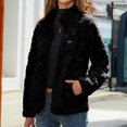 thumbnail image 2 of Herrnalise Jackets For Women Casual Solid Long Sleeve Zipper Plush Warm Sweatshirt Tops Coat Shackets For Women 2024 fall Black,M, 2 of 7