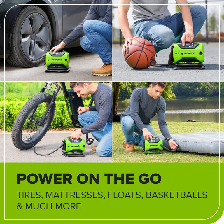 Greenworks, Cordless Tire Inflator, 40V, Portable 160 PSI