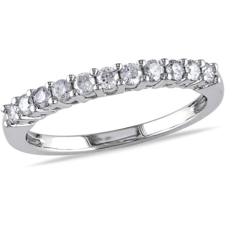 Miabella 1/3 Carat T.W. Diamond 14kt White Gold Semi-Eternity Anniversary Ring