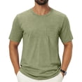 thumbnail image 3 of WULMLEO Mens T-Shirts Summer Crew Neck Casual Shirts Plain Short Sleeve Basic Tees Army Green L, 3 of 6