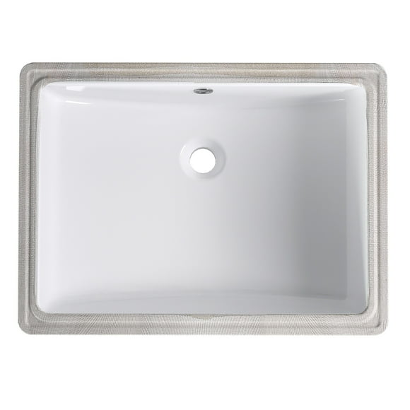 EastVita Lavabo de Salle de Bain Rectangulaire 22"x16 Pouces, Lavabo en Céramique Blanche avec Débordement