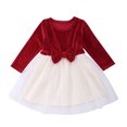 thumbnail image 2 of Lilgiuy Toddler Baby Girls Christmas Cute Solid Color Mesh Dress Family Parent-child Wear Baby Red, 2022 Fall Winter, 2 of 5