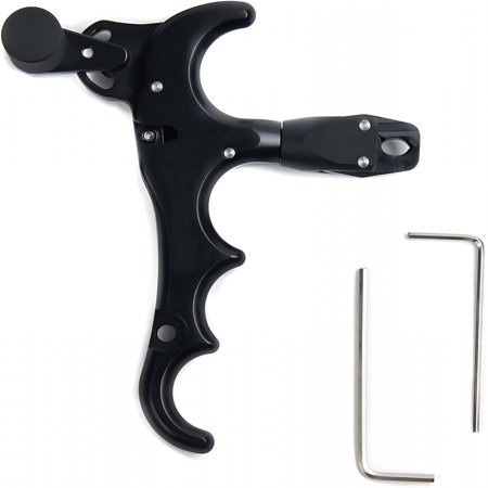 BESTSKY Compound Bow Thumb Release Aid - 360° Rotatable Adjustable Aluminum Alloy Archery Release with Automatic Jaw Closure and Trigger Sensitivity Control - Black 4 Finger Bow Release