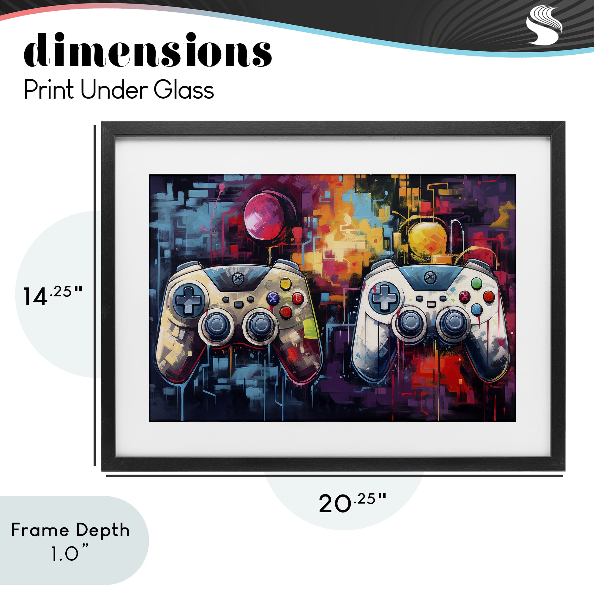 Stupell Industries Double Controller Modern Gamer Black Framed Print Under Glass, design by Lazar Studio